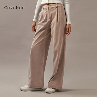 Calvin Klein Jeans24秋季女士ck复古暗襟叠褶灯芯绒直筒休闲裤J224584 PAV-大地棕 L