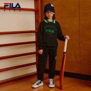 FILA【斐暖】斐乐童装儿童卫衣2024冬男女童加绒保暖翻领上衣 传奇蓝-NV 105cm