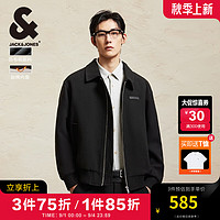 杰克·琼斯（JACK&JONES）男装衣服秋冬休闲翻领夹克加棉棉服男静奢风短款棉衣厚毛呢外套 E40 黑色 180/100A/L