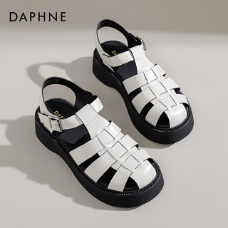 达芙妮（DAPHNE）达芙妮罗马凉鞋女外穿季松糕软底沙滩鞋女鞋时尚猪笼鞋QJ4 米白色 37