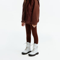 little MO&Co.抑菌 little moco童装24秋装女童加绒弹力修身打底裤长裤 深棕色 130/56