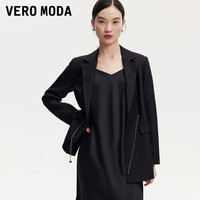 VEROMODA西服女24秋腰链细闪精致翻领九分袖通勤日奢风显瘦韩版 黑色 1