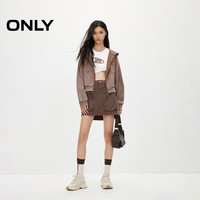 ONLY2024秋季时尚百搭纯棉做旧连帽开衫卫衣女12439R009 E09 利口褐色 165/84A/M