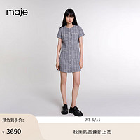 Maje2024秋季女装灰色气质通勤短袖花呢连衣裙短裙MFPRO03724 灰色 T40