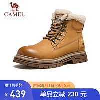 骆驼（CAMEL）加绒保暖复古马丁厚底高帮工装户外靴男 G14W076647 沙漠黄 38 