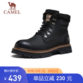 骆驼（CAMEL）加绒保暖复古马丁厚底高帮工装户外靴男 G14W076647 夜黑色 38 