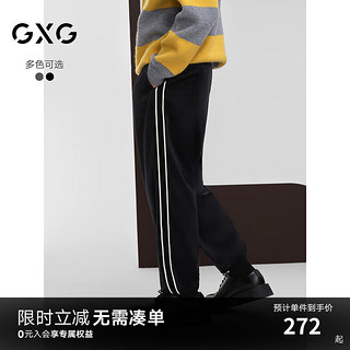 GXG男装 丝绒休闲束脚裤侧边织带运动长裤男士裤子 2024秋季 黑色 165/S