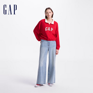 Gap女装2024初秋法式圈织毛巾绣logo立领卫衣休闲上衣637674 红色 170/88A(L) 亚洲尺码