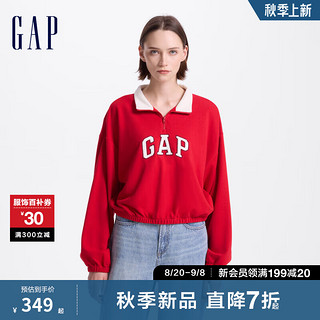 Gap女装2024初秋法式圈织毛巾绣logo立领卫衣休闲上衣637674 红色 170/88A(L) 亚洲尺码