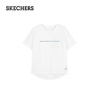 斯凯奇（Skechers）2024夏新女童短袖T恤衫透气休闲百搭P224G012 亮白色/0019 XXL