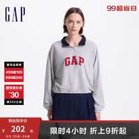 Gap女装2024初秋法式圈织毛巾绣logo立领卫衣休闲上衣637674 浅灰 160/80A(S) 亚洲尺码