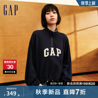 Gap女装2024初秋法式圈织毛巾绣logo立领卫衣休闲上衣637674 海军蓝 165/84A(M) 亚洲尺码