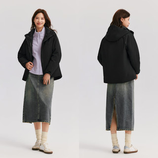 森马（Semir）羽绒服女防护外套三防防雨防风透湿三合一2024两件套 黑色（灰鸭绒）90001 L 165/88A
