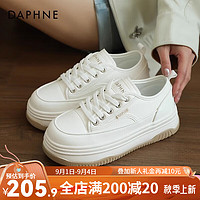 达芙妮（DAPHNE）达芙妮厚底增高小白鞋女鞋2024春季鞋子女百搭松糕底休闲鞋JL 米白色【奶fufu百搭】 38