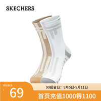 斯凯奇（Skechers）中筒袜2024年夏季竖纹运动袜男女L124U004 浅褐灰色/亮白/047M M