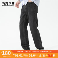 马克华菲【金线刺绣】牛仔裤男24秋冬新款复古水洗休闲百搭直筒休闲裤长裤 002黑灰