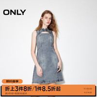 ONLY2024秋季新款新中式气质盘扣立领短裙牛仔连衣裙女|124342025 J33 350水洗牛仔蓝 1