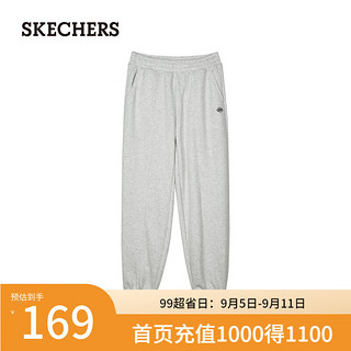 斯凯奇（Skechers）裤子女款休闲宽松L324W095 浅白花灰/0248 M