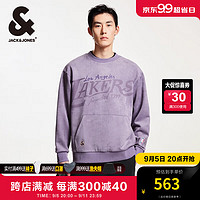 杰克·琼斯（JACK&JONES）冬季NBA联名湖人队仿麂皮面料潮流舒适圆领卫衣男款224433005 紫鼠尾草E37 常规 紫鼠尾草E37 180/100A/L