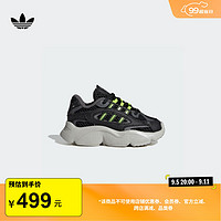 adidas OZMILLEN EL轻盈百搭学步鞋老爹鞋男婴童阿迪达斯三叶草 黑色/绿荧光/深灰 27码