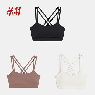 H&M【MOVE SoftMove™】女士运动内衣瑜伽舒柔轻支撑文胸1165160 黑色 C80