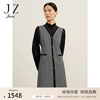 JUZUI玖姿通勤OL风假两件连衣裙女JWDQ50016 格黑 M