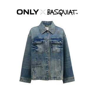 ONLY2024冬季新款BASQUIAT联名款翻领落肩牛仔外套女