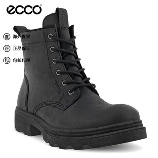 爱步（ECCO）男士工装靴马丁靴男靴 214714  02001黑色 40 