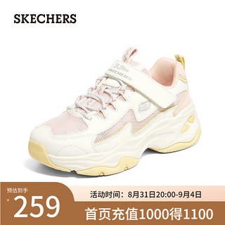 斯凯奇（Skechers）女中大童舒适休闲运动鞋302562L 白色/粉色/WPK 33码