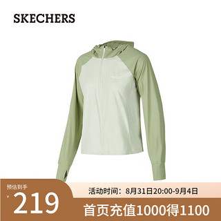 斯凯奇（Skechers）2024男女针织连帽外套防晒吸湿P224W168 瓷青色/02CH M