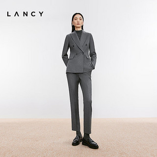 朗姿/LANCY2024冬季美丽诺羊毛西装外套女高级感气质百搭上衣 深灰色 XL