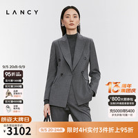 朗姿/LANCY2024冬季美丽诺羊毛西装外套女高级感气质百搭上衣 深灰色 XL