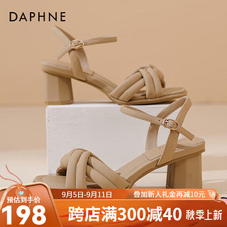 达芙妮（DAPHNE）达芙妮凉鞋女外穿2024夏季软低粗跟法式配裙子一字带凉鞋ZJ 杏色 36