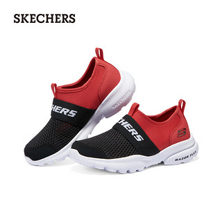 斯凯奇（Skechers）季男童一脚蹬易穿脱舒适中大童405215L 黑色/红色/BKRD 36码