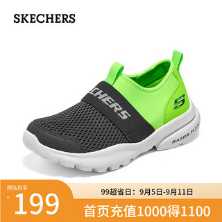 斯凯奇（Skechers）季男童一脚蹬易穿脱舒适中大童405215L 炭灰色/柠檬色/CCLM 33.5码