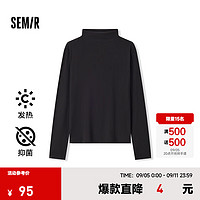 森马（Semir）长袖T恤女发热抗菌纯色2024冬修身套头衫百搭 黑色90001 S 155/80A