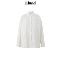 ELAND衣恋衬衫女不规则系扣圆弧下摆纯棉休闲长袖2024秋季 象牙白/白色(39)Ivory S/160