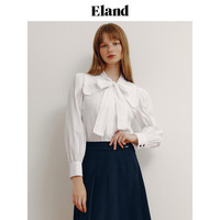 ELAND衣恋长袖衬衫女春秋季学院风优雅飘带衬衫上衣女 象牙白/白色(39)Ivory L/170