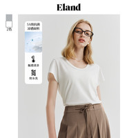 ELAND衣恋短袖女T恤休闲遮肉显瘦上衣2024夏季 象牙白/白色(39)Ivory L/170
