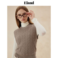 ELAND衣恋针织马夹女简约直筒显瘦含绵羊毛保暖马甲2024秋季 中褐色(89)M/BROWN M/165