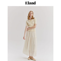 ELAND衣恋半身裙女垂坠感A字半裙松紧腰褶裥长裙2024夏季 象牙白/白色(39)Ivory S/160