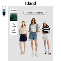 ELAND衣恋牛仔短裤女卷边裤脚收腰直筒裤2024夏 牛仔色(55)Indigo M/165