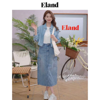 ELAND衣恋长袖衬衫女夏季短款LOGO刺绣复古风牛仔上衣春秋款 中牛仔色(01)M/Indigo M/165