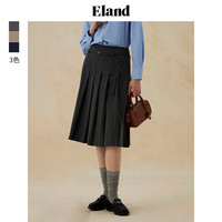 ELAND衣恋半身裙女经典百褶长裙休闲通勤裙子2024夏季 灰色(15)Grey L/170
