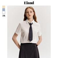 ELAND衣恋短袖衬衫女配领带休闲学院风T恤上衣2024夏季 浅卡其色(36)L/Beige L/170