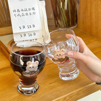NSYCA高颜值玻璃杯牛奶杯子女可爱小熊果汁冷饮喝水杯家用啤酒杯 可爱小熊啤酒杯2个