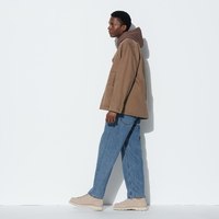 优衣库男装宽松直筒高腰牛仔裤/水洗工装休闲长裤舒适466912