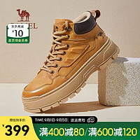 骆驼（CAMEL）2024冬季高帮工装靴复古百搭雪地加绒保暖男靴 G14W136643 沙漠黄 39