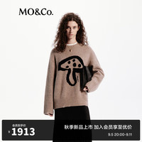 MO&Co.【郭采洁同款】24秋蘑菇图案宽松落肩毛衣MBD3SWTT05 浅花驼色 M/165