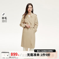 VEROMODA风衣女2024秋季女装双排扣翻领系带插肩袖中长款风衣气质通勤 温撒棕色加花色 165/84A/M